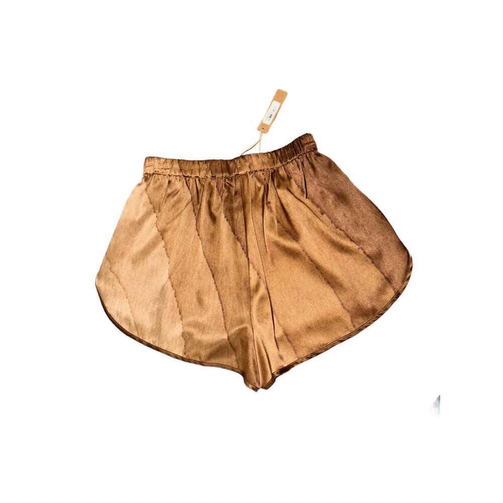 Skims SIZE XXS Nude Print Brown Silk Sleep Shorts Satin PJ Pants Sleepwear - Picture 5 of 7